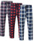 MoFiz Herren Lange Pyjamahose Weich Schlafanzughose Karierte Freizeithose Loungewear Nachtwäsche Elastischem Bund mit Kordelzug und Taschen 3 Pack-PA, XL