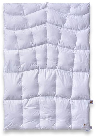 SCHLAFKÖNIG Daunenbettdecke 155 x 220 leicht warme Zudecke mit BodyComfort-S Körperzonen Steppung DownPass und ÖkoTex Zertifiziert 100% Neue Daunen