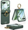 SOUTEM Coque pour Motorola Razr 50 Ultra avec Protection D'écran Avant et Béquille Annulaire et Protection de Charnière Magnétique, Antichoc Fine en PC Rigide Housse pour Motorola Razr+ 2024(Vert)