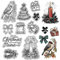 CRASPIRE Weihnachtsstempel Aus Transparentem Gummi Mit Glocke Und Kerze Geschenkbox Wiederverwendbar Transparenter Silikon Siegelstempel Für Weihnachten Winter Feiertage Geschenkdekoration DIY Basteln