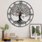 Large Tree of Life Metal Wall Clock - Black Home Decor With Numbers for Living Room - Silent Mid-Century Modern Family Tree Spring Design
