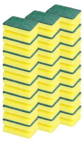 Spugne Abrasiva Salvadita 24 Pezzi Spugna Piatti Doppia Fibra Antigraffio, Assorbe, Protegge, Resistente e di Lunga Durata, Rimuove Facilmente Unto e Cibo Bruciato