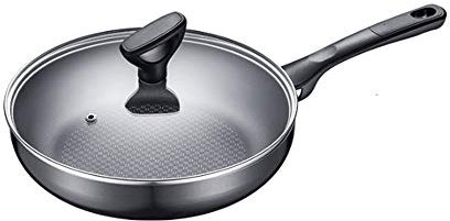 GSZCCZS Casserole antiadhésive poêle à Frire ménage en Acier Inoxydable Wok en nid d'abeille poêle à Couvercle en Verre