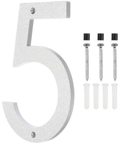 PATIKIL 8 Inch House Numbers, House Address Numbers Sign Large Floating Modern Home Number with Screws for Outside Door Wall Street, Silver, 5