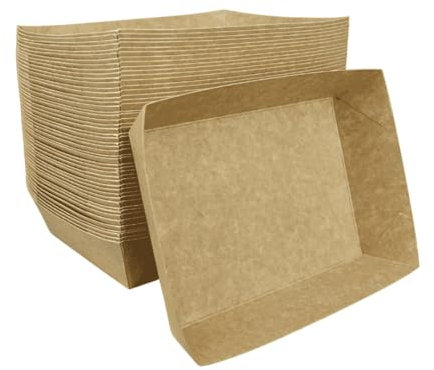 Enpack Snackschale A50-100 Stück Snackschalen aus Kraftpapier - Snack Box 20 x 12 x 4 cm - Currywurst Schale 950 ml - Behälter für Tapas, Chips, Pommes etc. - optimal geeignet als Fingerfood Schalen