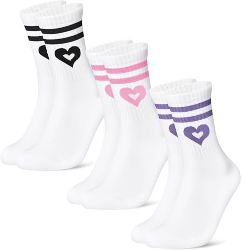 Niofind Tennissocken Damen 39-42 35-38, 3 Paar Sportsocken mit Herz Motiv, Bequeme Baumwolle Laufsocken für Damen, Valentinstag Geburtstag Geschenk für Frauen Freundin Ehefrau