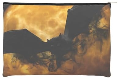 QGWDYYJQ Sac de maquillage réutilisable en papier imprimé chauve-souris d'Halloween