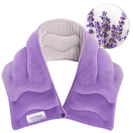 Comfheat Nackenwärmer Mikrowelle, wiederverwendbares mit Lavendel | Feuchte gegen Halsverspannungen, 60x13cm Schnappknöpfen, mehrkammerige Füllung für Hals, Schultern, Knie