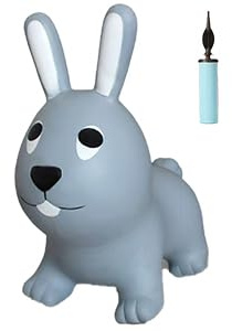 Comforight Hopper Animal For Kids,Inflatable Rabbit Hopper Bouncy Ride On Jumping Toys For Boys Girls Toddler Birthday Gift(Grey Rabbit)