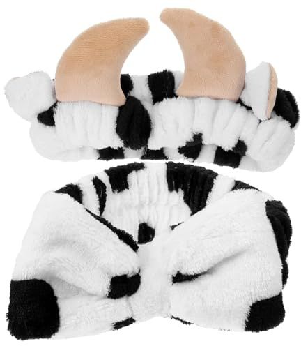 SOLUSTRE 2 Stück Gesichtswasch Stirnband mit Schleife und Tierohren aus Stoff Schnell Trocknend und Passend für Kopf und Handgelenkgrößen für Make Up und Kosmetik