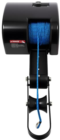 OUKANING 35LBS Elektrische Ankerwinde mit Fernbedienung, 12V Motor, 100ft/30.5m Tau für Boote bis 24ft, 17kg Bruchlast, Rostfrei, Schwarz, mit Vollständigem Zubehör