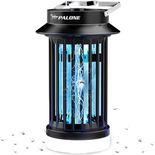 Fly Zapper Rechargeable 2-in-1 Night Light,PALONE 2600mAh Capacity Battery | Powered UV Bug Zapper Mosquito Catcher,Type-C Fly Traps Portable with Safety Grid for Home,Patio,Tent,and Outdoor Use