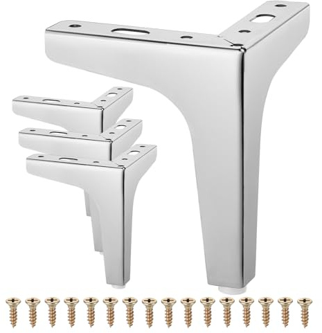 Knpwer Lot de 4 pieds de meubles triangulaires en métal de 13 cm - Pieds de table pour canapés et fauteuils - Pieds de rechange triangulaires pour armoire, canapé, chaise, table basse avec vis