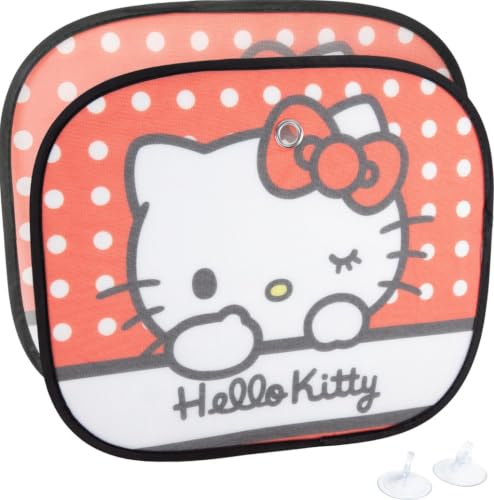 Tataway Hello Kitty Auto-Seitenvorhang, 44×35 cm, Fenster-Sonnenschutz, Sonnen- und Hitzeschutz, farbenfrohes Design für Kinder