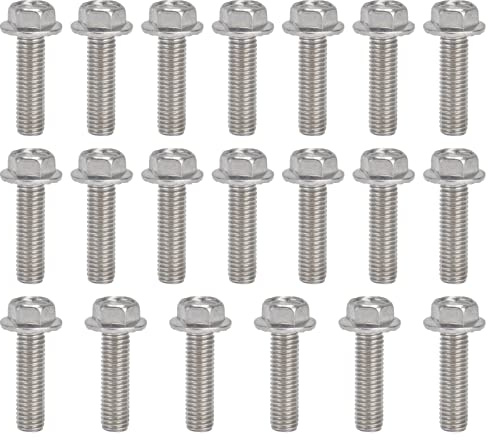 DGLDCSHUAI 20 tornillos M10x1.5 Perno hexagonal con brida de acero inoxidable A2-70 con junta DIN6921 (M10*35)
