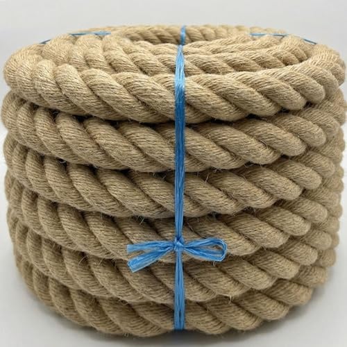 Polyhemp Rope Diameter 50 mm Handrail Rope Weatherproof - Artificial Hemp Rope Twisted 1 m - 30 m - Spleitex Rope for Garden, Railing & Outdoor Decoration - Natural Look - Ropes and More® (2 m)