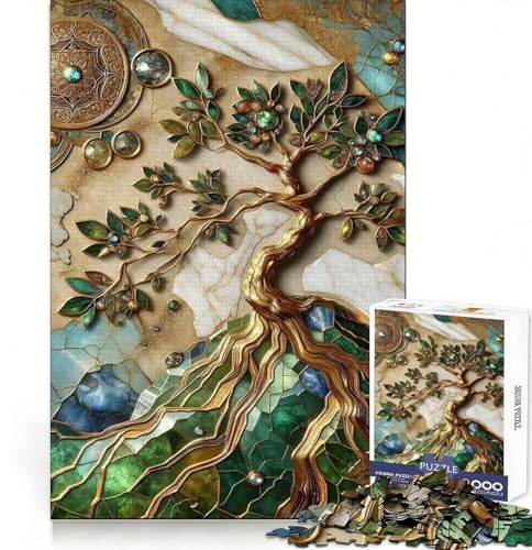 Abstract World Tree Art Jigsaw Puzzles for Teenagers 1000 Recreational Game Firm Edge Pattern Assemble Perfect Art (50x75cm)