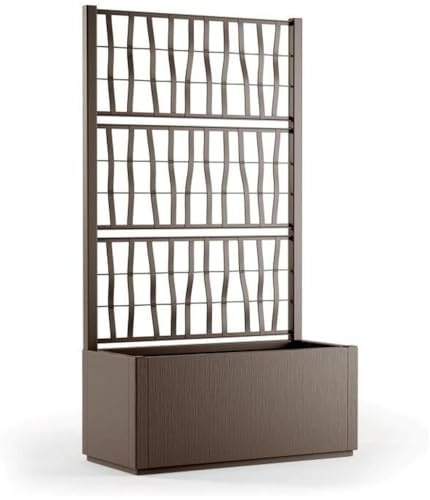 Generico FIORIERA ETHICA Rettangolare per Esterno con SPALLIERA Colore Tortora CM 80X36X140 H