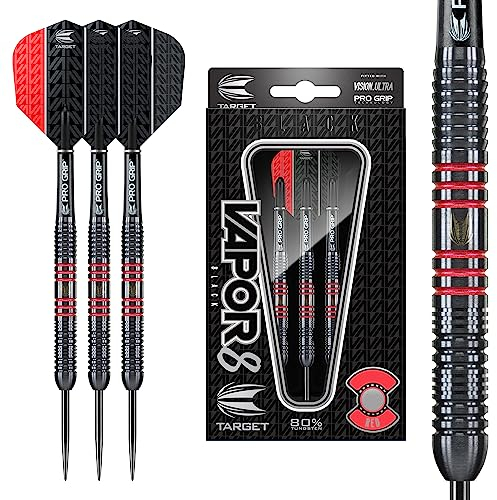 Target Darts Vapor 8 Schwarz Rotes 23G Steeldarts Dartpfeile-Set