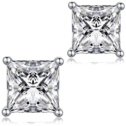 Boucle D'oreille Homme Argent Pour Femmes Hommes Boucles D'oreilles Diamant Carré Clous D'oreille Or Blanc