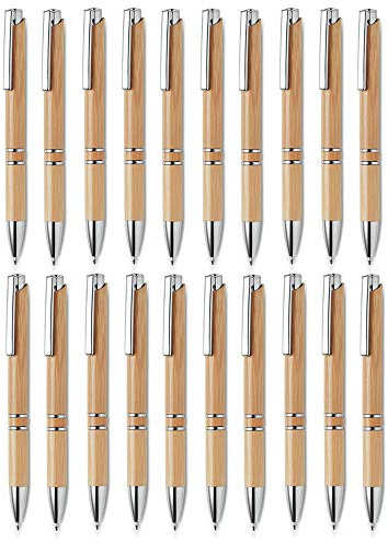 noTrash2003 Premium Kugelschreiber Sets versch. Mengen, aus hochwertiges Bambus Holz, perfekt für den Büroalltag als stylisches Schreibgerät, blauschreibende Mine (20er)