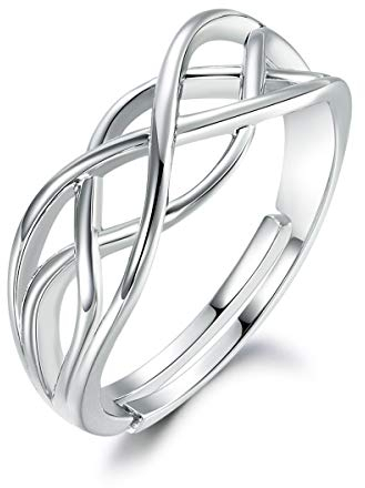 GULICX Damen Ringe 925 Sterling Silber, Kreuz Hochzeitsring Liebesknoten Eheringe Verlobungsring Band Ring, Größe 49 bis 65, Perfekt Geschenk für Frau/Freundin zum Geburtstag, Kommt mit Geschenk-box