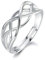 GULICX Damen Ringe 925 Sterling Silber, Kreuz Hochzeitsring Liebesknoten Eheringe Verlobungsring Band Ring, Größe 49 bis 65, Frau/Freundin zum Geburtstag, Kommt mit Geschenk-Box