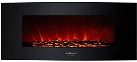 CECOTEC 5367-Chimenea electrica Decorativa de Pared Ready Warm 3500 Curved Flames Cocina, Acero Inoxidable