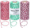 ilauke 3 Rouleaux Ficelle de Noël,300M Ficelle de Coton Couleurs Classiques,2MM Ficelle Cadeau Decorative Cordes pour l'emballage de Cadeaux de Noël et Bricolage Artisanat (Rouge,Vert,Rouge Foncé)