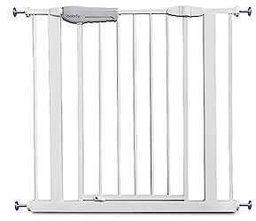 Babify - Kindersicherungsgitter für Türen und Flure - Weiß - Maximale Vielseitigkeit von 65 bis 91 cm - Inklusive 2 Verlängerungen von 10 cm - inkl. Geländer-Set