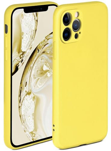 ONEFLOW Soft Case für iPhone 12 Pro Hülle aus Silikon mit Kameraschutz, Silikonhülle mit erhöhtem Schutz fürs Display, Backcover Schutzhülle, weiche Handyhülle, Gelb
