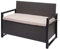 Mendler Poly-Rattan 2er Sitzbank HWC-F39, Gartenbank Truhenbank, Staufach Aufbewahrung Sitzkissen - grau, Kissen beige