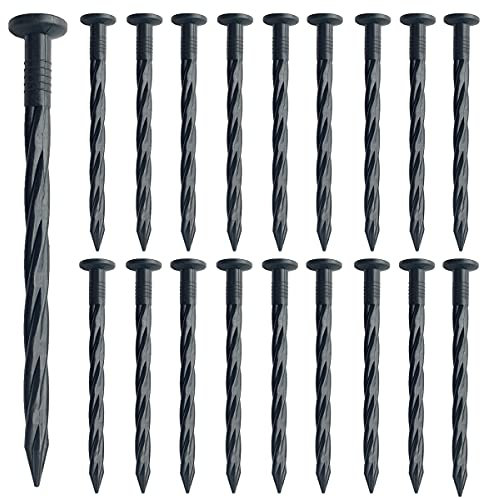 Aoipend Lot de 150 piquets en Plastique en Nylon pour Paysage, Clous Noirs de 20,3 cm, Pointes d'ancrage pour Bordure de pavés, barrière Contre Les Mauvaises Herbes, Gazon Artificiel