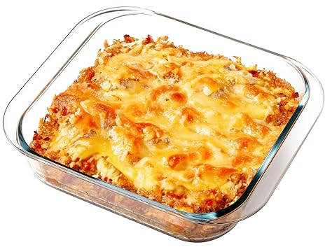 NUTRIUPS Cuadrado Fuente Para Horno Cristal,Bandeja Horno Cristal,Fuente Horno Pequeña (2.3L)