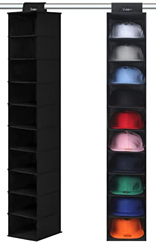 VAESIDA Hutablage für Schrank, 10 Regale zum Aufhängen von Hut-Organizern für die Aufbewahrung von Baseballkappen, Huthalter-Organizer für Hut-Display, Beste platzsparende Hutablagen, Schwarz