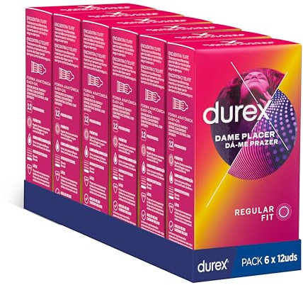 Durex Preservativos Dame Placer, Con Puntos y Estrías, Extra Lubricados,Forma Easy-On, 72 condones