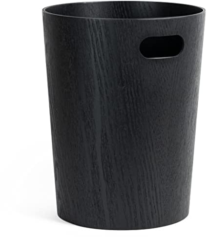 Kazai. Papelera Oficina Madera Auténtica Börje | Cubo de Madera Moderno para Oficina, Habitación Infantil, Dormitorio y más | 9 litros | Roble Negro