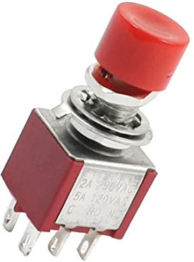 PATIKIL AC 120V 5A,6 Pin DPDT 2 Posizioni Momentaneo Premi Pulsante Interruttore,Rosso Cappuccio