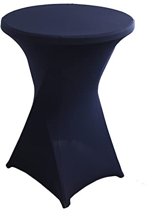 iEventStar Stretch Stehtisch Hussen Spandex Stehtischhussen Bartische Hochzeit Erstärkung im Fußbereich Rund Tischdecke für Bistrotisch Cocktail-Party (Marine, Ø 80-85 cm)