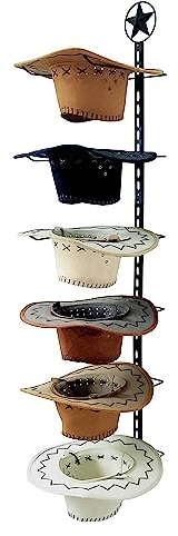 Cowboy Hutablage für Wand, 6 Stück Cowboy Hut Halter, Rustikaler Metall Cowboy Hut Wand Aufbewahrung Hut Halter Organizer für Zimmer Western Dekor, Schwarz