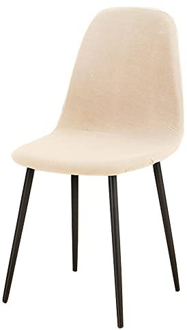 Meigeh Fundas para Sillas Escandinavas Funda para Silla de Comedor Cubre Silla Nordica Cocina Elásticas 6 Piezas Beige