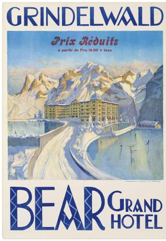 Bear Hotel Grindelwald Schweizer Poster Reproduktion – Format 50 x 70 cm auf Luxuspapier 300 g. Hohe Qualität. Alle Formate möglich.