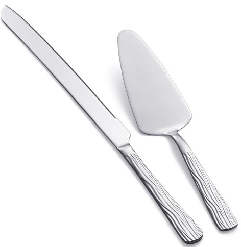Seeshine Silbernes Kuchenschneider-Set, Edelstahl Tortenmesser und Tortenheber, einschließlich Tortenmesser und Dessertservierer für Hochzeiten, Geburtstage, Partys