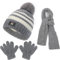 Baynetin 3in1 Inverno Berretto Scaldacollo Guanti Set, Bambini Pile Addensato Cappello a Maglia Termica Sciarpa Guanti Set per Bambini Ragazzi Ragazze,2-8 Anni Sport All'Aperto (Grigio)