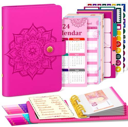 A6 Budget Planner Budget Binder, With 2026 Kalender, Household Book A6 Budget Planner Money Envelopes, Financial BudgetPlaner Saving Folder (Red-With calendar)