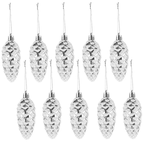 TOYANDONA Weihnachtsdeko Silberne Weihnachtskugeln Tannenzapfen Bruchsicherer Weihnachtsbaumschmuck Baumanhänger Hängende Dekorationen Dekorative Kugeln Für Hochzeit Urlaub Party 10 Stück