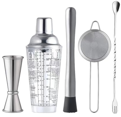 ZONADAH Lot de 5 shakers à cocktail en acier inoxydable 400 ml