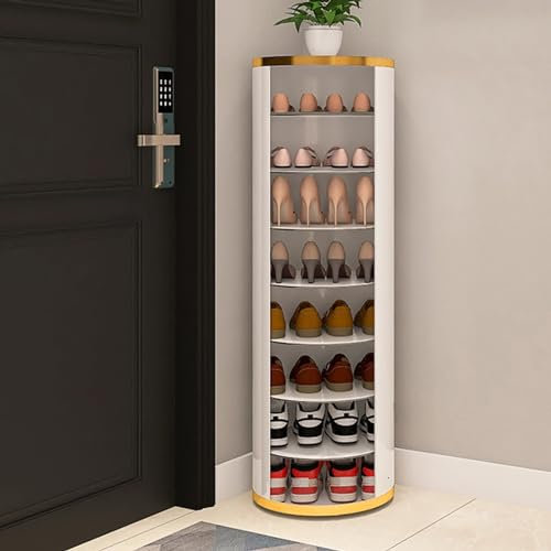 Schuhregal, Um 360 Grad Drehbarer Schuhschrank, Schuhschrank Für Den Eingangsbereich, Mit Goldenem Metallrahmen, Runder Schuhregal-Organizer-Turm, Für Schrank, Schlafzimmer, Garderobe, Einkaufszentren