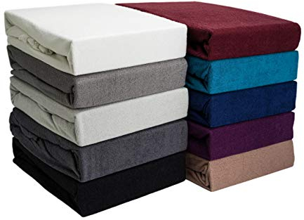 Frottee Spannbettlaken für Boxspringbett & Wasserbett | Bordeaux | 180x200-200x220cm | Extra Dickes Material 160g/m² | Oeko-TEX Made in Green, Hautsympathisch, Atmungsaktiv