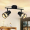 Glitzerlife Deckenstrahler 2 Flammig Schwarz Deckenleuchte - Deckenspot Flur Metall Vintage E27 330°Schwenkbar LED Deckenlampe mit Gold Stoffschirm Max.25W für Wohnzimmer Schlafzimmer Küche